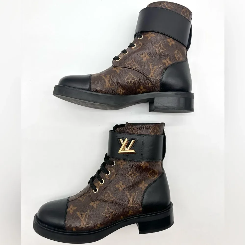 Louis Vuitton Wonderland Ranger Combat Boot Brown LV Monogram EU 37.5 US 7.5